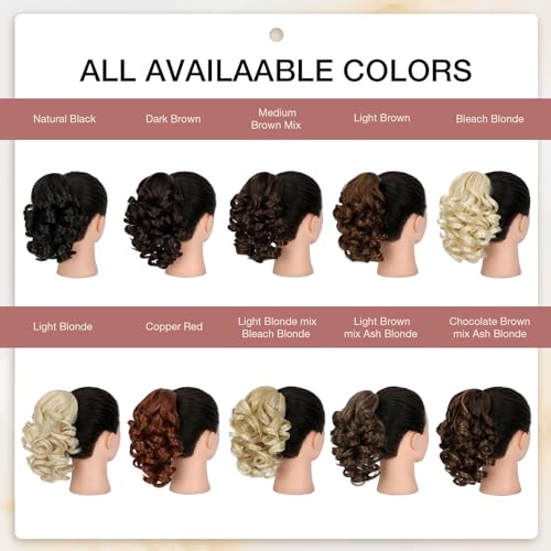 FELENDY 9" Curly Claw Clip Ponytail Extension - Light Blonde Synthetic Hair