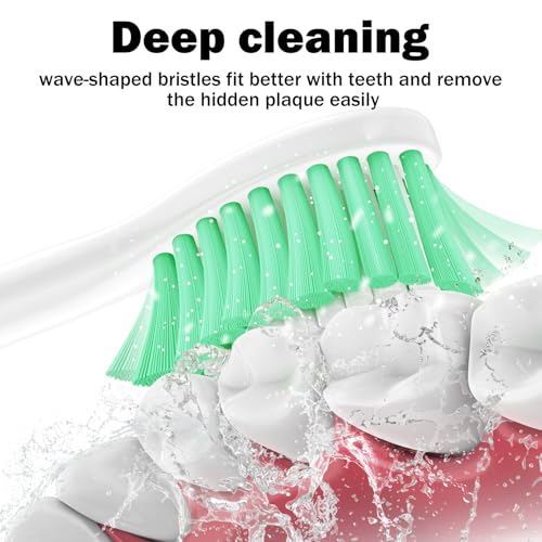 HAPPYMOMO 6 Pack Replacement Toothbrush Heads for Philips Sonicare E-Series, Essence, Xtreme, Elite, Advance & CleanCare