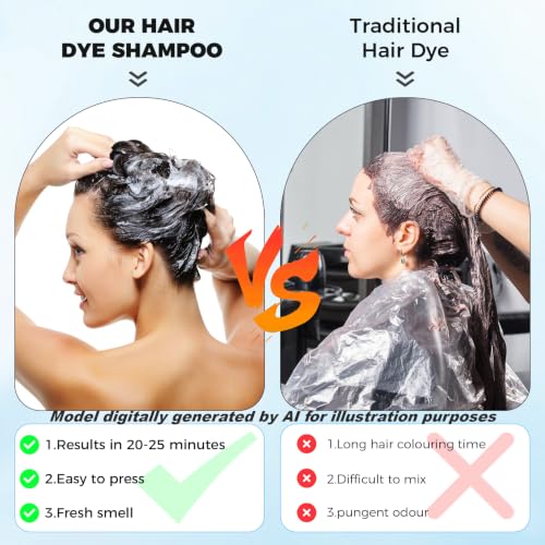 JUANCHI 3-in-1 Dark Brown Hair Dye Shampoo for Gray Coverage - 500ml