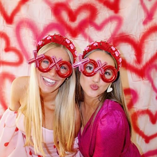 YAHPERN Valentine’s Day Red Pink Heart Knotted Headband — Letter Heart Variant