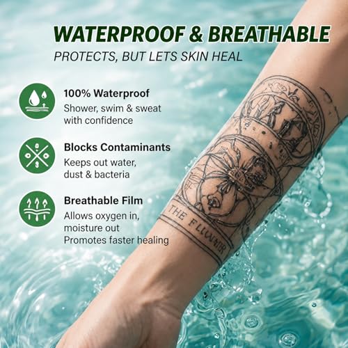 3 Rolls Tattoo Aftercare Bandage - Jconly Waterproof Tattoo Film Second Skin Tattoo Cover Up Patch Tape Healing Wrap Tattoo Supplies for Swimming, Shower, Wound Initial Healing(2 Inch, 4 Inch, 6 Inch)