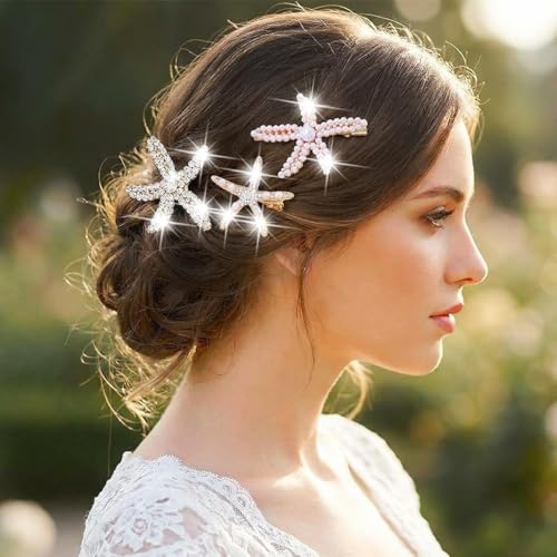 Brishow Little Mermaid Starfish Hair Clip Set - 3 Ocean-Themed Clips