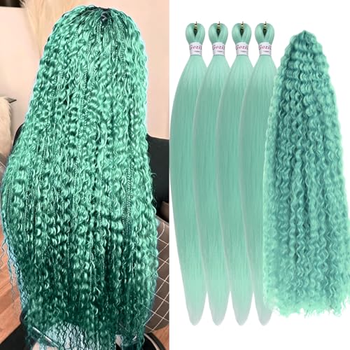 Mint Curly Boho Braids - 26 Inch Pre-Stretched Hair for Braiding
