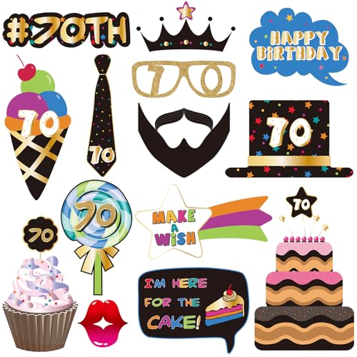 70th Birthday Photo Booth Props Kit - 40 Premium Quality Accessories
