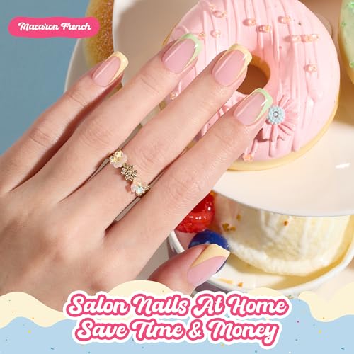 Beetles Short Square French Press-On Nails - 192 Pcs Pastel Macaron Tips