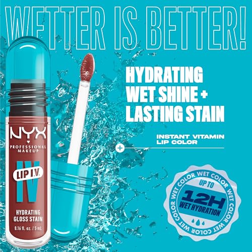 NYX Lip IV Hydrating Glossy Lip Stain - Hydra Honey, Long-Lasting, Vegan, 0.16 Fl Oz
