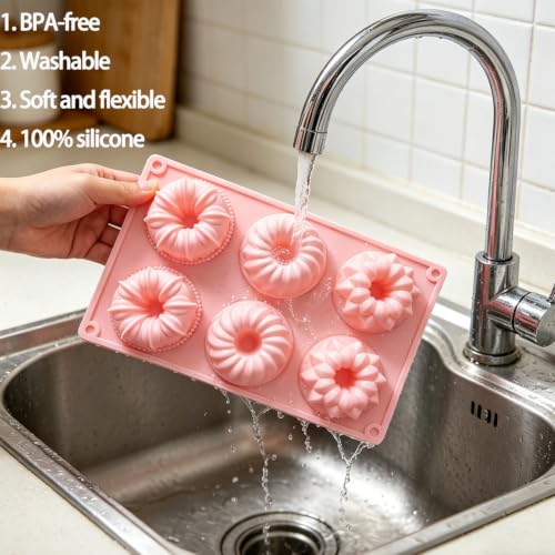 3-Pack Mini Fluted Cake Pan Set - Non-Stick Silicone Molds