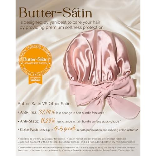 YANIBEST Adjustable Silk Bonnet for Sleeping Women Double Layer Satin Bonnet Reduce Friction Prevent Frizz Curly Hair