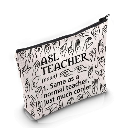 VAMSII ASL Teacher Definition Makeup Bag - American Sign Language Gift, Teacher Appreciation Gift (M)