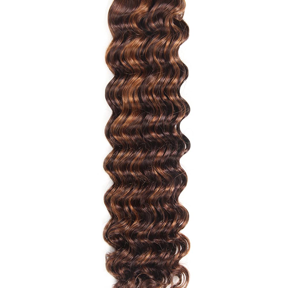Dark Brown Deep Wave Bundles P430 Highlight Bundles Human Hair 22 24 26 Inch Mixed Length Brazilian Virgin Honey Blonde Bundle Hair Extensions