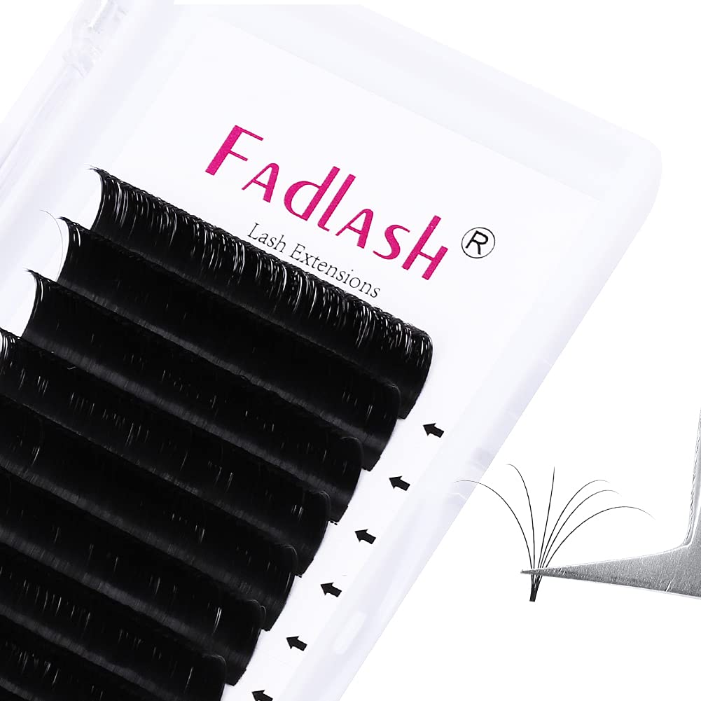 Easy Fan Lash Extensions - D Curl 0.07 Volume Mixed Trays | Soft Individual Lashes 8-14mm