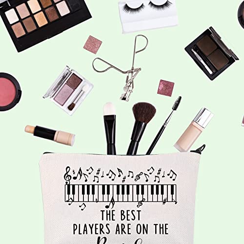 Piano Print Canvas Makeup Bag - Durable Travel Cosmetic Organizer for Pianists