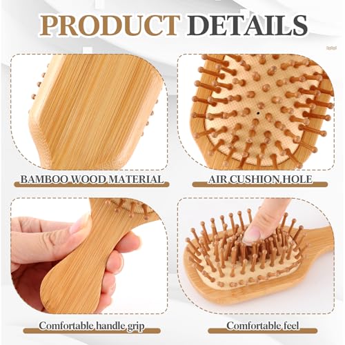 FoldTier Mini Bamboo Hair Brush Pack - 6 Travel Brushes