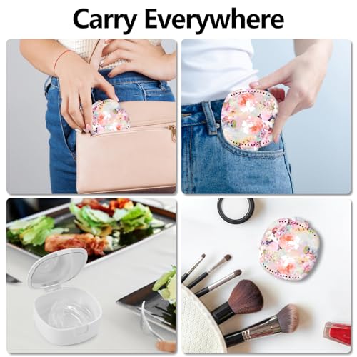 Portable Retainer Case with Mirror & Ventilation - Pink Floral