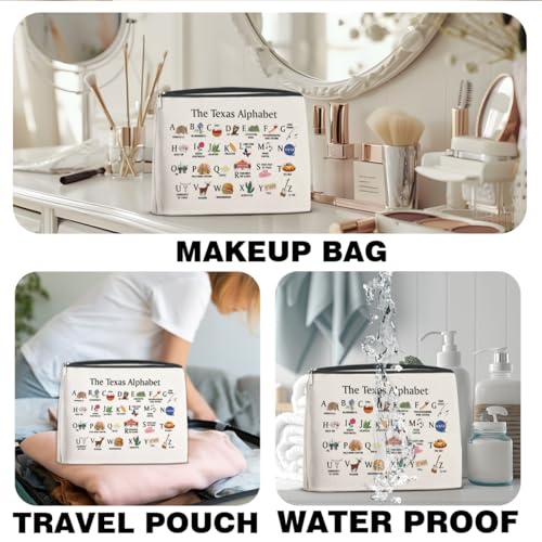 Nurawo E Texas State Makeup Bag Cosmetic Pouch Travel Organizer for Women - Waterproof Polyester, Double-Sided Print
