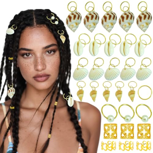 60PCS Gold Seashell Hair Jewelry Clips for Braids & Dreadlocks