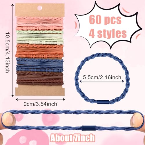 60 Pcs Boho Elastic Hair Ties & Bracelets Set for Women & Girls