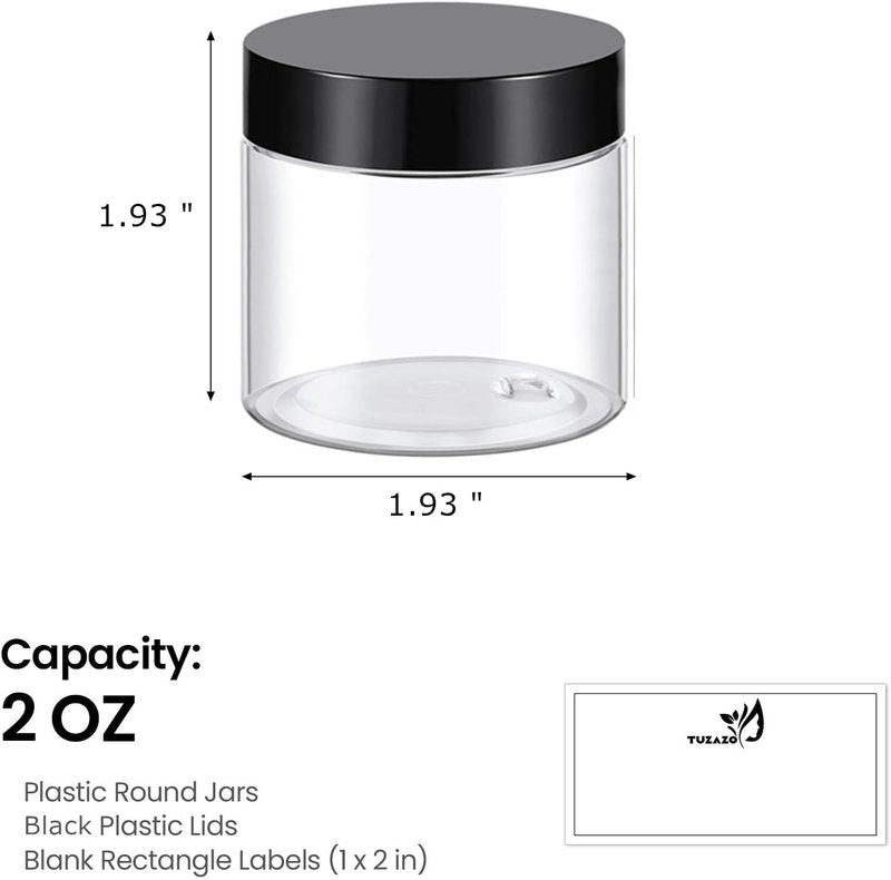 Plastic Container Jars - 36 Pack 2 Oz BPA-Free Clear Jars for Lotion, Cream, Ointments | Ideal for Travel & Storage