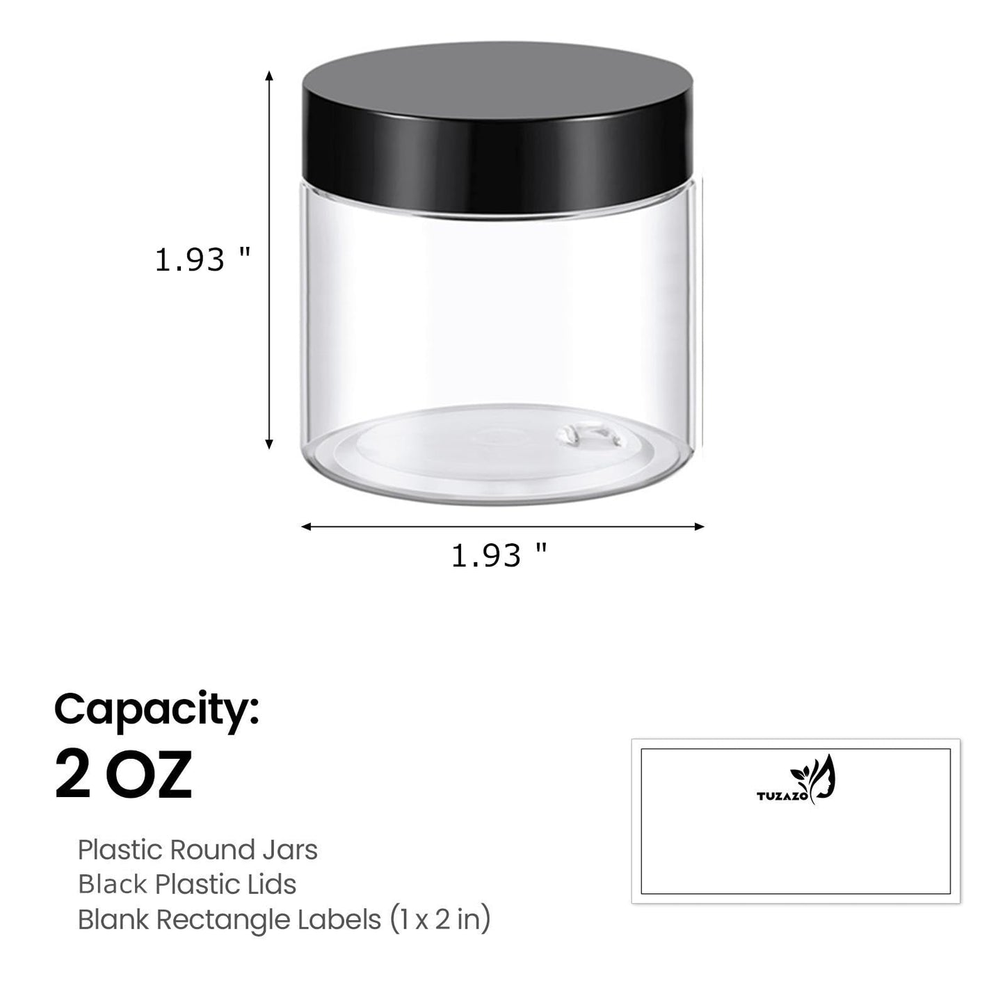 TUZAZO 2 Oz Plastic Container Jars with Lids BPA Free, Empty Round Clear Cosmetic Containers Plastic Slime Jars for Lotion, Cream, Ointments, Samples, Makeup, Travel Storage (12 Pack)