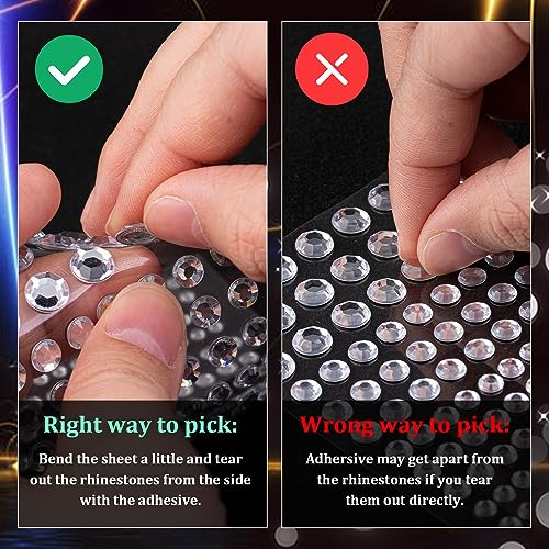 BELLEBOOST D02-6 Sheets Face Gem Stickers Set 2 Rainbow Self-Adhesive Rhinestones