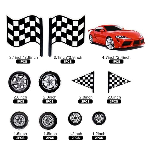 Ercadio 42Pcs Race Car Cake Toppers & Cupcake Decorations