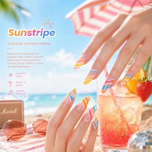 Beetles Sunstripe Neon Gel Nail Polish Set - 6 Vibrant Jelly Colors, 9ML