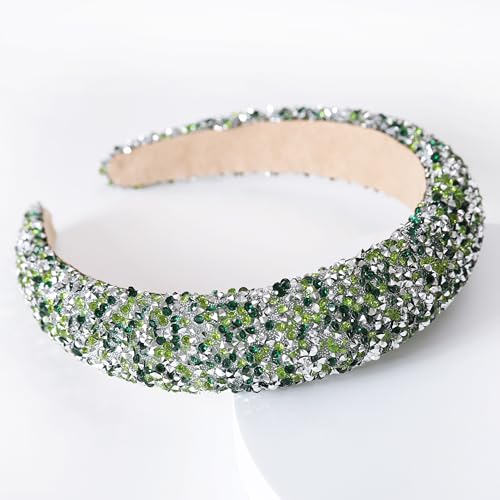 Gmmidea Rhinestone Padded Headband - Sparkly Beaded Crystal Hairband