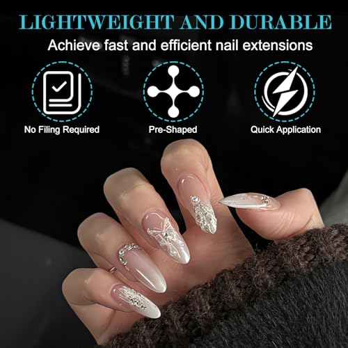 600PCS Almond Nail Tips - Clear Acrylic Half Matte for DIY Manicures