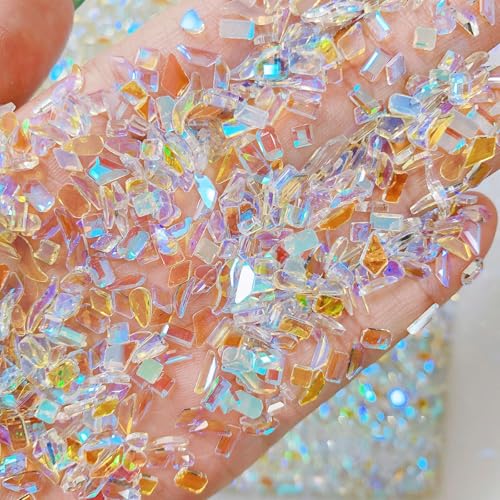 400 Pcs Aurora Nail Art Charms - Iridescent Resin Rhinestones