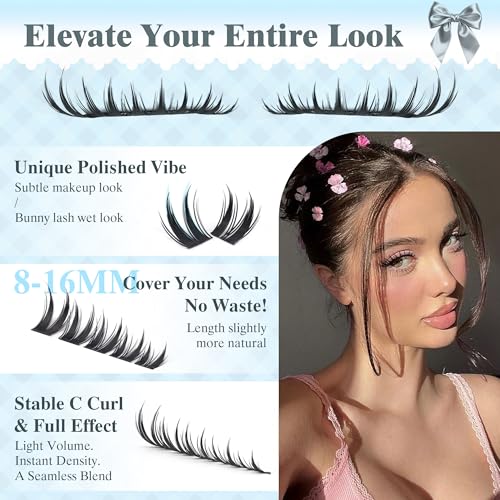 JIMIRE Manga Lash Clusters Kit - 150Pcs Wispy Anime Eyelash Extensions
