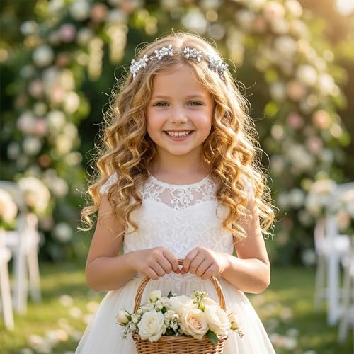 Flower Girl Headpiece with Pearls and Rhinestones - Elegant Hair Accessory