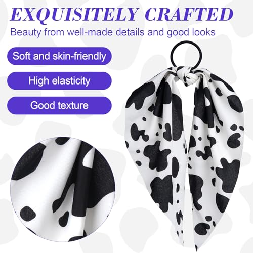 Cow Print 2-Pack Hair Band with Bow & Rubber Band - Mxxipp