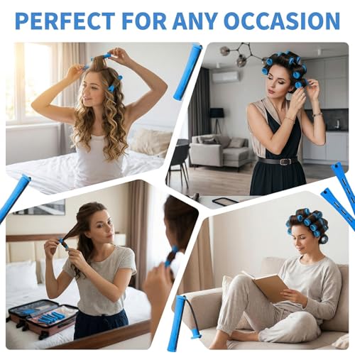 20 Pcs Blue Plastic Perm Rods for Hair Curling - 0.35 Inch