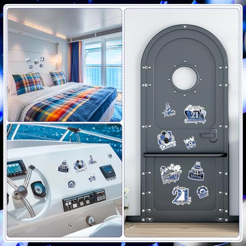 21st Birthday Cruise Door Magnets - Blue Black Silver Decor