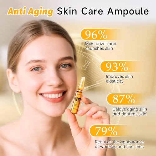 24K Gold Serum Ampoule for Face Anti-Aging Hydrating Collagen Boost - 3 Pack