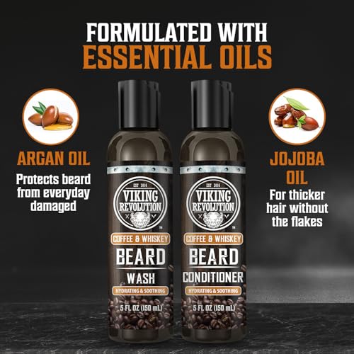 Viking Revolution Beard Wash & Conditioner Set - Coffee Whiskey 5 oz Pack of 2