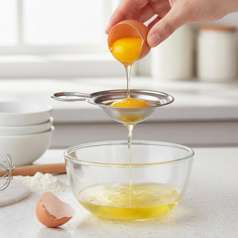 Stainless Steel Egg Separator - Professional Yolk Protein Filter Tool for Bakers | Kitchen Gadget