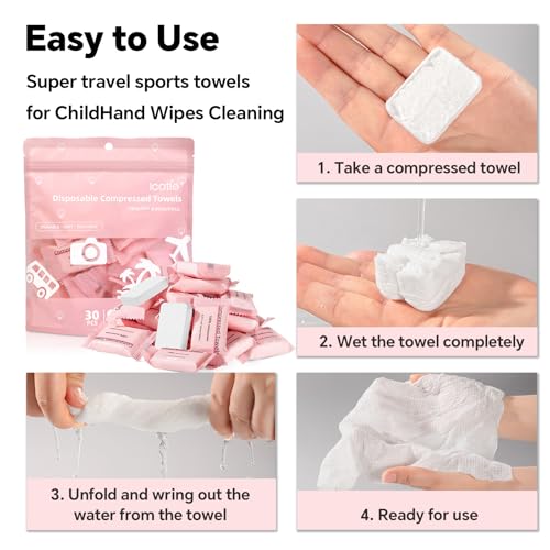 30 Pcs Compressed Cotton Towels for Travel & Outdoor Use