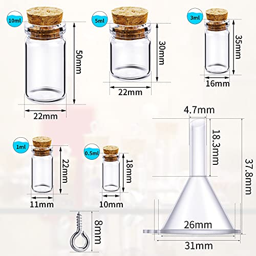 Sherli 1ml Small Glass Jars with Cork Lids - Pack of 45, Mini Spell & Storage Bottles