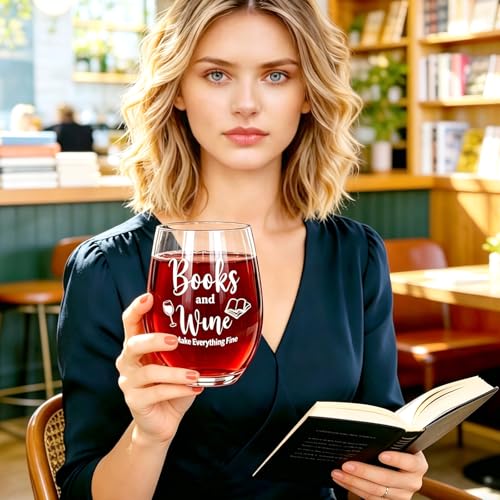 Funny Wine Glass for Book Lovers | 15oz Dishwasher Safe Gift
