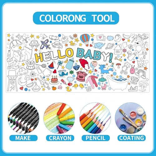 Giant Baby Shower Coloring Poster Tablecover - 30" x 72"