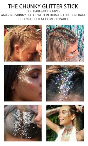 EBHDEH Gold Face and Body Glitter Stick Neon Rave Festival Makeup