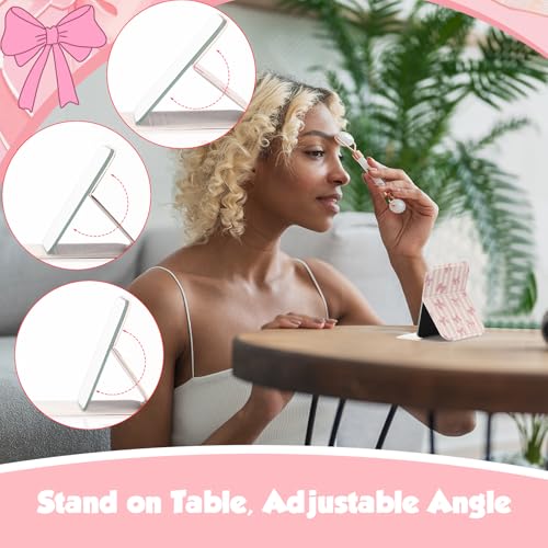 Pink Bow Compact Mirror Set - 12 Mini Pocket Mirrors for Women, Stylish & Portable