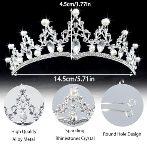 Baroque Pearl and Crystal Wedding Tiara - Elegant Rhinestone Bridal Crown