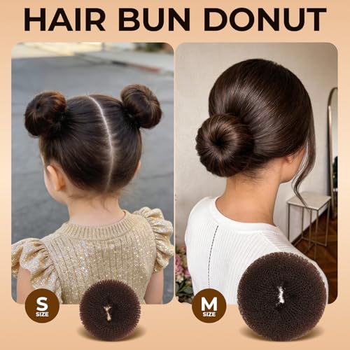 YGDZ Brown Hair Bun Kit – 200 pcs including Donuts, Nets, Bobby Pins, Ties (Brown)