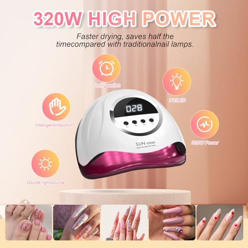 BEENLE 320W UV LED Nail Lamp with 4 Timer Settings & Auto Sensor