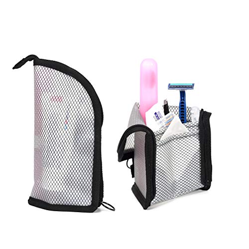 patu 2-Pack Black Transparent Waterproof Travel Toiletry Bags with Standing Triangle Base