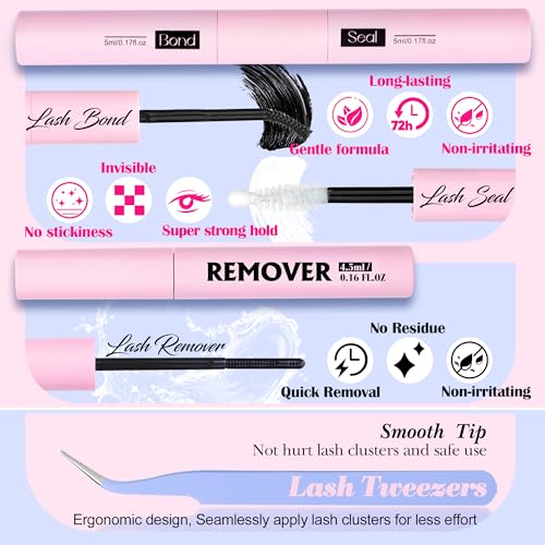 LANFLOWER G Natural Lash Clusters Kit - Wispy C Curved Eyelash Extensions