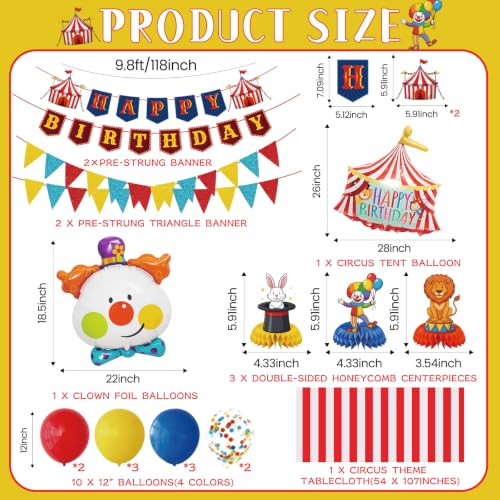 Carnival Birthday Party Decorations Set with Tablecloth & Balloons