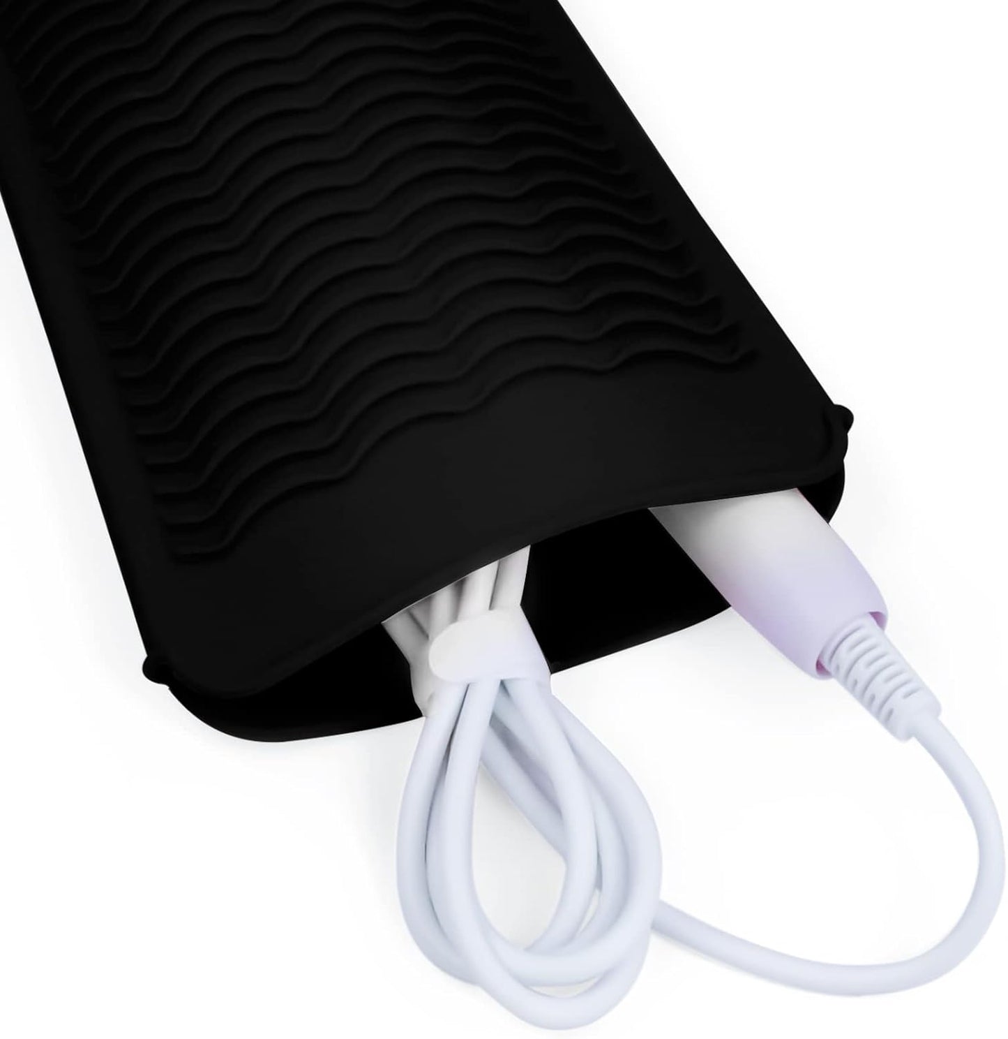Silicone Heat Resistant Mat for Hair Tools - Pouch for Curling Iron & Straightener | Black